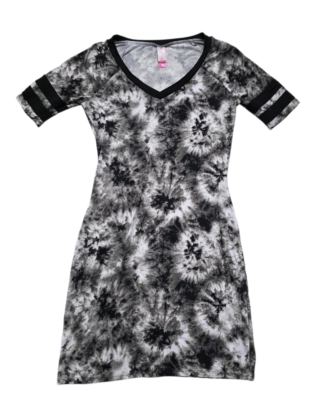 No Boundaries Black and White Tie-Dye Shirt Dress